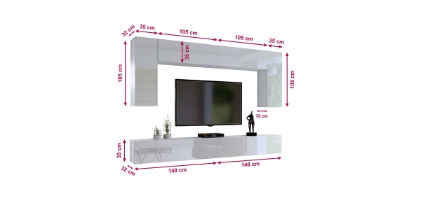 Obývací stěna ANTOFALLA 16, černá/černý lesk