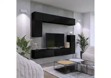 Obývací stěna ANTOFALLA 25, černá/černý lesk
