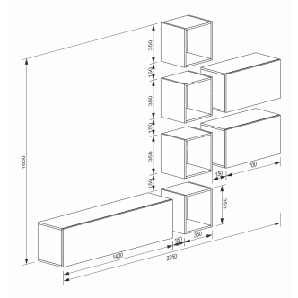 Obývací stěna ANTOFALLA 29, černý lesk/bílá