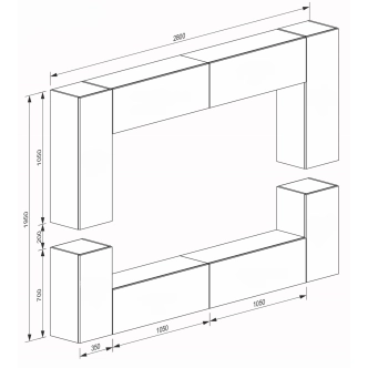 Obývací stěna ANTOFALLA 31, černý lesk/bílý lesk