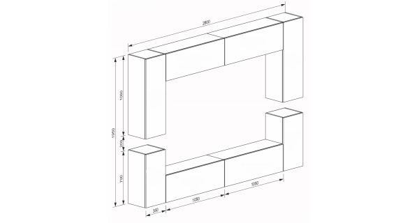Obývací stěna ANTOFALLA 31, černý lesk/bílý lesk