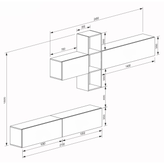 Obývací stěna ANTOFALLA 33, černý lesk/bílá