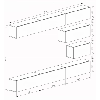 Obývací stěna ANTOFALLA 35, bílý lesk/černý lesk