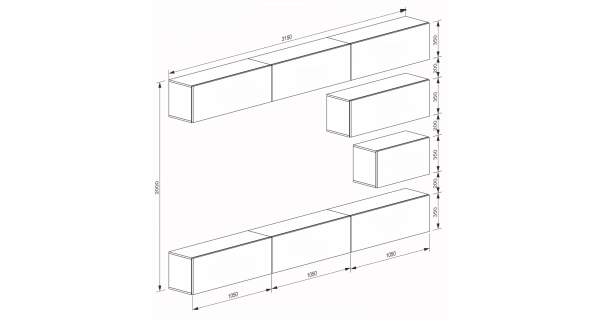 Obývací stěna ANTOFALLA 35, bílý lesk/černý lesk