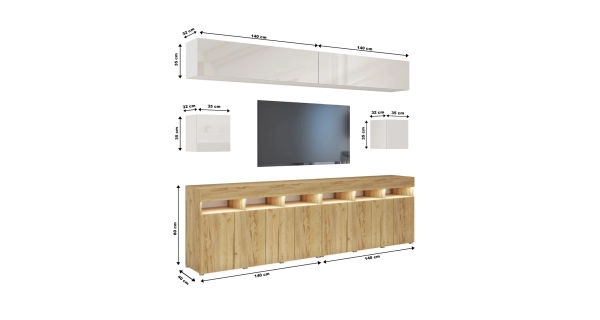 Obývací stěna ANTOFALLA 4, černá/černý lesk