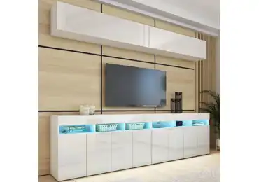 Obývací stěna ANTOFALLA 6, bílá/bílý lesk