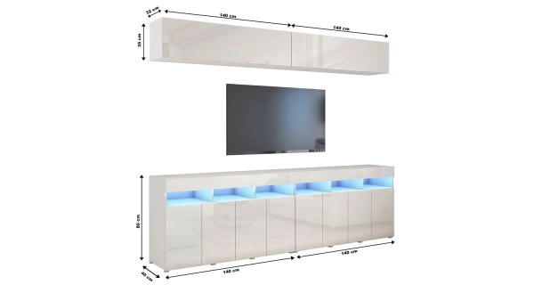 Obývací stěna ANTOFALLA 6, černá/černý lesk