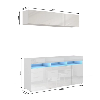 Obývací stěna ANTOFALLA 7, bílá/bílý lesk