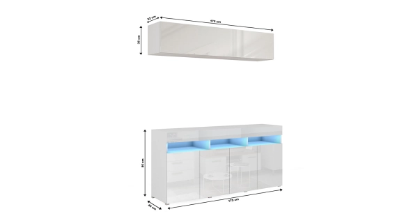 Obývací stěna ANTOFALLA 7, bílá/bílý lesk