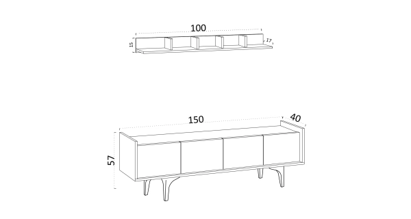 Obývací stěna ANTOINE, dub safírový