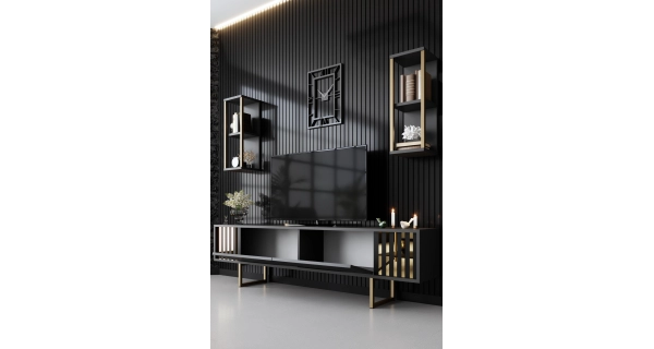 Obývací stěna AUTUMN, antracit/černá