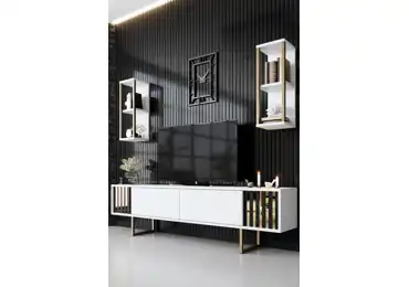 Obývací stěna AUTUMN, bílá/černá