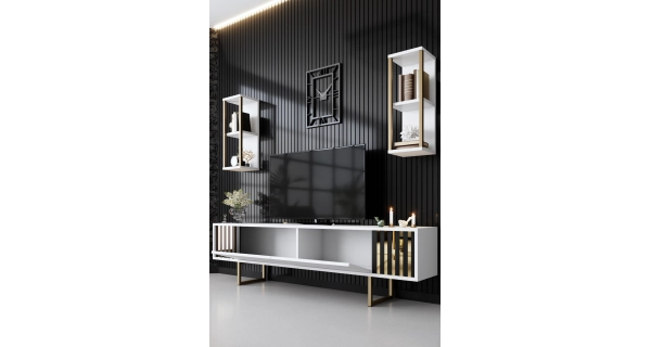 Obývací stěna AUTUMN, bílá/černá