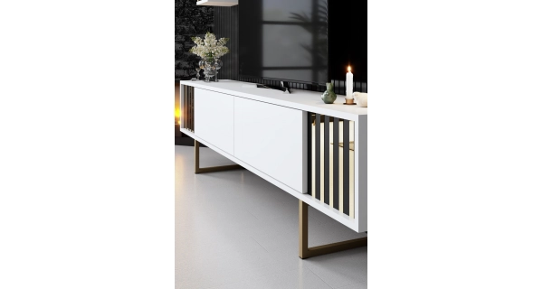 Obývací stěna AUTUMN, bílá/černá