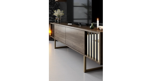 Obývací stěna AUTUMN, vlašský ořech/černá