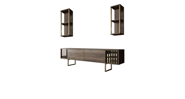 Obývací stěna AUTUMN, vlašský ořech/černá