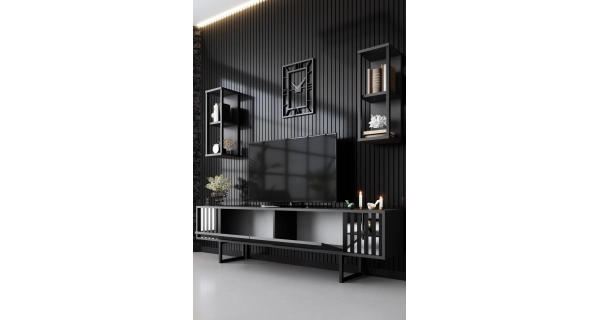 Obývací stěna BAIB, antracit/černá