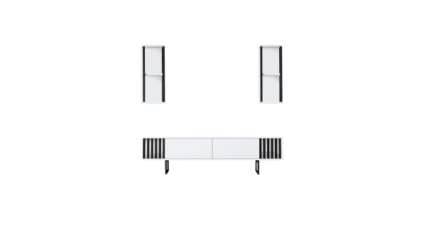 Obývací stěna BAIB, bílá/černá