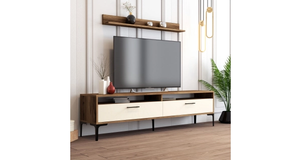 Obývací stěna BALLE, vlašský ořech/krémová