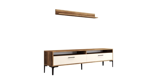 Obývací stěna BALLE, vlašský ořech/krémová