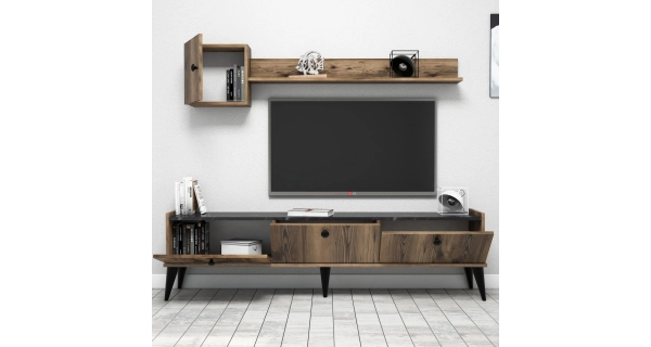 Obývací stěna BELLONA, vlašský ořech/mramor