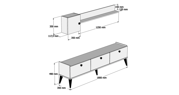 Obývací stěna BELLONA, vlašský ořech/mramor
