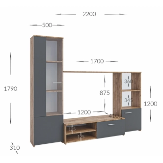Obývací stěna BOURNE, dub artisan