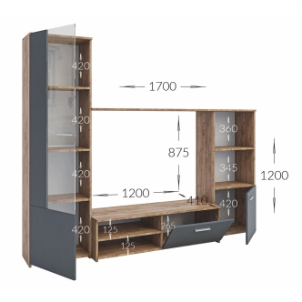 Obývací stěna BOURNE, dub artisan