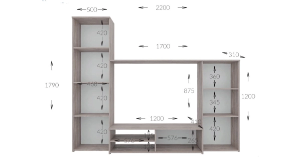 Obývací stěna BOURNE, dub artisan