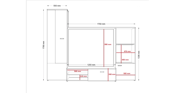 Obývací stěna BOURNE, dub artisan