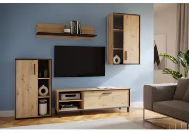 Obývací stěna DIODORO, dub artisan/černá, 5 let záruka DOPRODEJ