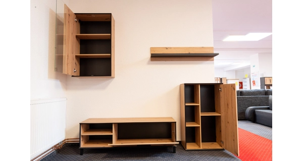 Obývací stěna DIODORO, dub artisan/černá, 5 let záruka