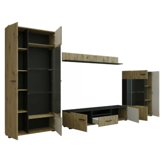 Obývací stěna DIRKAS, dub artisan/černá