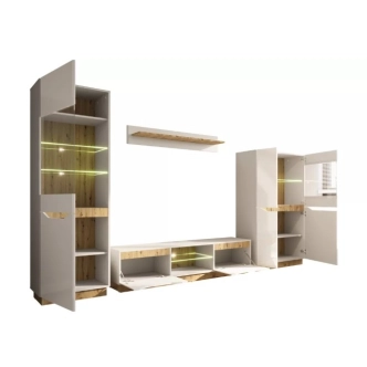 Obývací stěna ERACH, dub artisan/bílý lesk