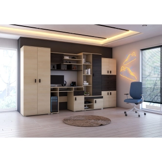 Obývací stěna ERASMO s psacím stolem, jasan/dub canterbury