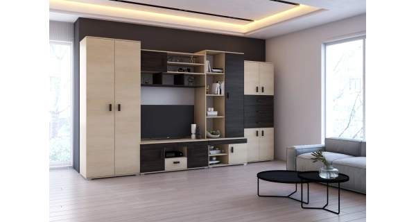 Obývací stěna ERASMO s TV stolkem, jasan/dub canterbury