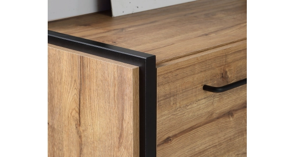 Obývací stěna EVIA, dub waterford/černá, 5 let záruka