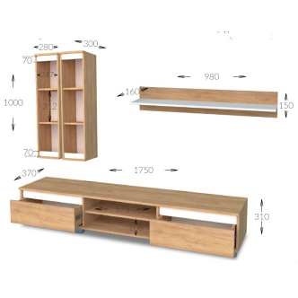 Obývací stěna FALLAX, alaska/antracit DOPRODEJ