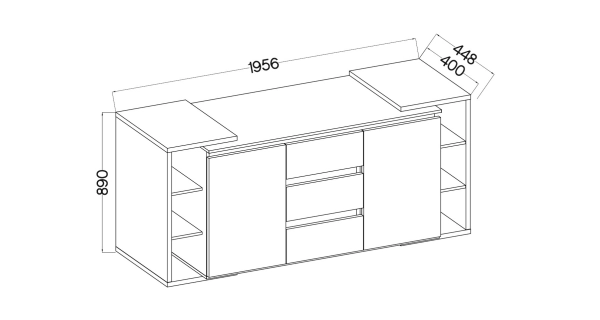 Obývací stěna FEDOR s komodou, antracit/světle šedá