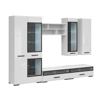 Obývací stěna GIUSEPPE, bílá/bílý lesk
