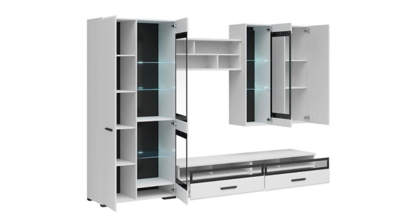 Obývací stěna GIUSEPPE, bílá/bílý lesk