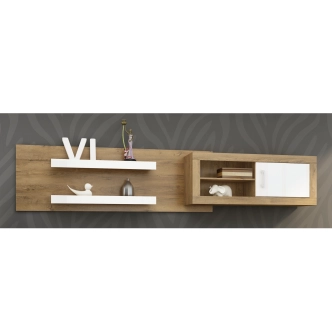 Obývací stěna GOUDINI 1, dub burgundský/bílý lesk, 5 let záruka