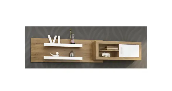 Obývací stěna GOUDINI 1, dub burgundský/bílý lesk, 5 let záruka