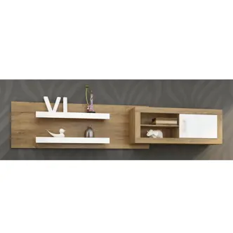 Obývací stěna GOUDINI 1, dub burgundský/bílý lesk