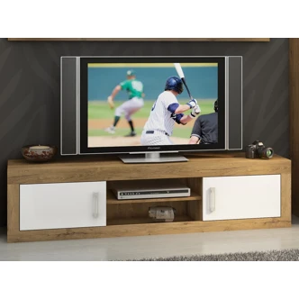 Obývací stěna GOUDINI 1, dub burgundský/bílý lesk