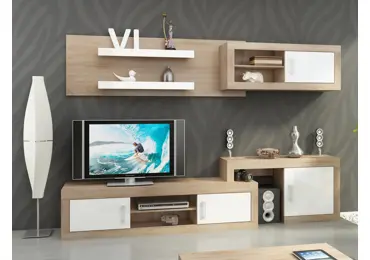 Obývací stěna GOUDINI 1, dub sonoma/bílý lesk