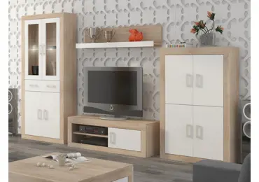 Obývací stěna GOUDINI 10, dub sonoma/bílý lesk