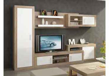 Obývací stěna GOUDINI 2, dub sonoma/bílý lesk