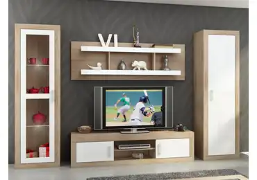 Obývací stěna GOUDINI 4, dub sonoma/bílý lesk