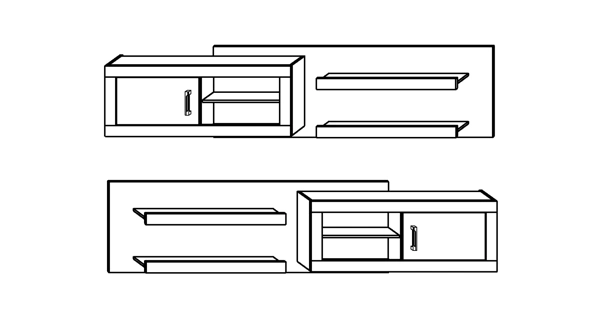 Obývací stěna GOUDINI 6, dub burgundský/bílý lesk